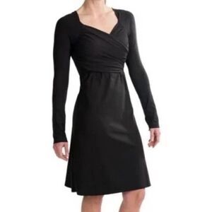 PrAna Black Cross Over Front Tally Dress Sz M  Long‎ Sleeve